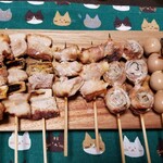 Kushidori - 三元豚の豚精肉・新生姜豚巻・豚しそ巻き・うずら玉子・なす焼き