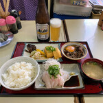 さんばし - 日替わり定食¥800とビール