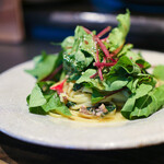 農家のパスタ屋 NAPPA - 地元葉野菜 フレッシュ菜っ葉・とろとろ菜っ葉 ～焼きナス入り～ 豚サルシッチャと一番出汁で☆