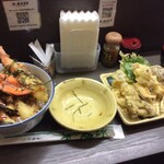 Tendon Tempura Genki An - 天丼ときのこ天盛り