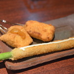 Kaorikushiage Yabukarabou - 味彩定食の串揚げ後の３本
