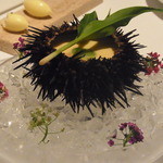 ランベリー ナオト キシモト 南青山 - 朝どれとうもろこしの冷製スープがうにの殻の中に♪