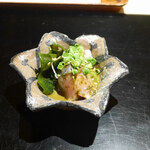 味あら井 - 「シメ鯖と鮑の肝醤油」