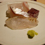 味あら井 - 「お造り」
      ・地もののコチ
      ・天然しまあじ
      ・山口県のクエ