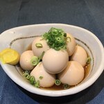 Pickled quail eggs in soup