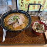 麺道場 - R3.10  味噌チャーシュー・ランチサービスミニ高菜丼