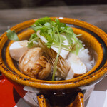 菅井 - ・鱧と松茸の土瓶蒸しを酢橘で