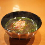 日本料理 たかむら - 知床地鶏と金茸のガラスープ