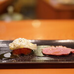 日本料理 たかむら - アメーラトマトとブッラータチーズ　特製鴨ハム