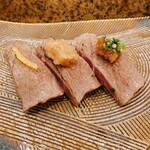 にぎり鮨 一五〇 - 炙りまぐろゆず塩・和風おろし・おろしネギポン