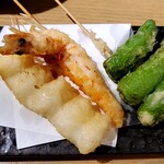 立呑み 魚椿 - 天ぷら三種盛り（いか、えび、ししとう）
