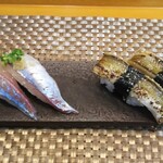 玄海鮨 - 追加で アジとアナゴ  追加は１貫から注文できます