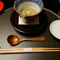 柏屋 大阪千里山 - 先付:鮑 銀杏 牛蒡すり流し 吉野あん 山葵