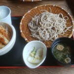 権八 - 江戸前海老四天丼 蕎麦付き1,000円蕎麦大盛り