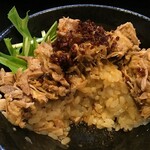 麺屋 焔 - ちゃーしゅーご飯断面