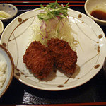 とんかつ ひのや - 一口にんにくかつ定食（2コ）950円