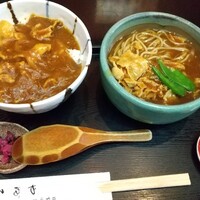 日本橋 やぶ久 - ミニカレー丼、ミニカレー南蛮そばセット 1,100円 ♪