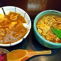 日本橋 やぶ久 - ミニカレー丼、ミニカレー南蛮そばセット 1,100円 ♪