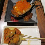 だるま きわ味 - 生雲丹とゴーダチーズ、サーモンとイクラ