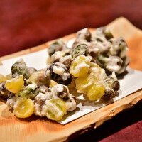 りょうりや 御旅屋 - 紫ずきんとむさご、銀杏のかき揚げ@税込940円