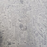 レストラン シェ・リュイ - テーブルにひかれたイラスト お店オリジナル 料理を待つ間にフランス旅行気分を楽しめます。持って帰って塗り絵がしたくなりました。tanaka kazuoさんという方の作品。細かくて楽しい作品です。