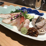 鮨 天使 - 炙りの刺身盛合せ