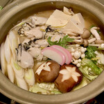 日本料理 吉水 - 調理前の牡蠣鍋