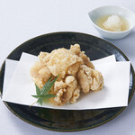 Deep fried chicken in kelp stock with Naoshichi salt and ponzu sauce