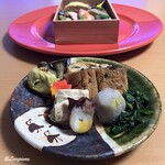 Nihon Ryouri Shinchaya - 煮蛸､巻湯葉､二子里芋､紅葉麩､焼穴子山椒煮､茶巾栗