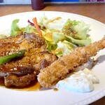 happy - チキンステーキ850円+海老フライ150円