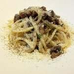 PRIMO - キタッラ：鶏砂肝とマッシュルームのラグー「カッチョ エ ペペ」（2021.9）