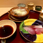 多仁本 - 鯖のしゃぶしゃぶは葱を絡めて濃い目のぽん酢で