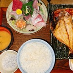 囲炉茶屋 - 金目鯛の干物とお刺身定食