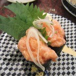Sushi Choushimaru - ・「サーモンたたき(\157)」