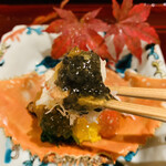 銀座 しのはら - ・渡蟹、キャビア、赤万願、菊菜のポン酢ジュレ