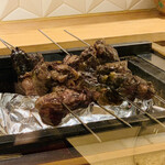 銀座 しのはら - ・焼鼈 火入れ中