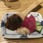 炭焼きジュッコ シマウマ酒店 - お通し　野菜焼き味噌