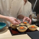 料理屋 稲家 - 牛肉時雨丼の上に卵黄