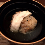 ひろ家 - 食事　大豆とひじき鯛のだし茶漬け　薬味
