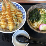 Machikadoya - 海老天丼とミニうどんのサービスランチ(¥590-¥100クーポン)