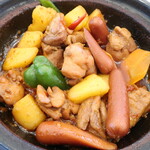 沙県小吃 - 黄焖鸡米饭（狠辣，加土豆，加香肠）※例汤，加饭免费