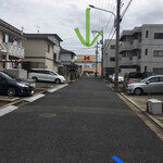 お好み焼 ちゅうりっぷ - 青線が同店 緑線が『ハローズ 草津新町店』