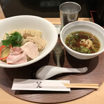 銀座 篝 - 鶏とボルチーニ茸の醤油つけsoba(大) 1000円