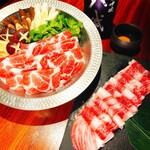 ■흑모 일본소 붉은 고기 밥 냄비 샤브샤브 / 스키야키