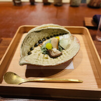 緒乃 - 鮑、ちいたけ、銀杏、山田錦ご飯