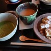 柳茶屋 - わらび餅と抹茶のセット800円と追加の甘酒
