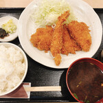 とんかつ ますもと - ミックスフライ定食（990円）