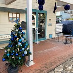 貝殻喫茶室 - 店舗外観。青いクリスマスツリー( ⸝⸝⸝⁼̴́⌄⁼̴̀⸝⸝⸝)