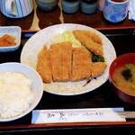 Yama ki - ロースかつ定食+カキフライ