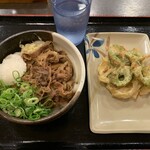 Momoyama tei - 肉ぶっかけ小、磯辺ちくわの玉ねぎかき揚げ【2021.11】